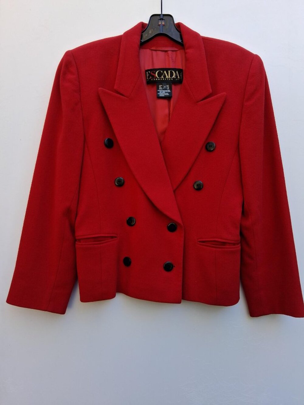 Vintage Escada by Margaretha Ley women's double-breasted wool jacket, red (s. L)
